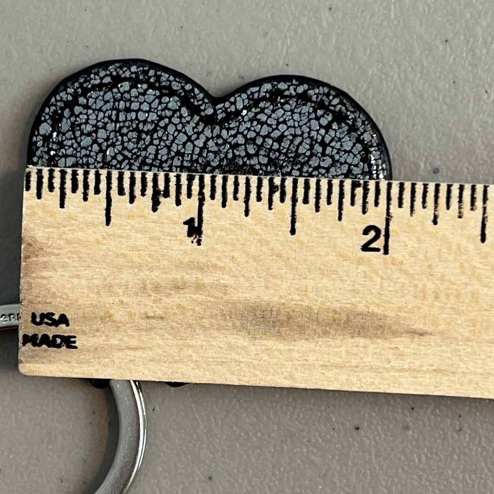 Vera Bradley Black Glitter Heart Keychain 2" with Snap - Picture 9 of 10